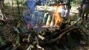 Tukir_(a_way_of_cooking_using_bamboo_as_recipient_to_cook_in_the_fire)